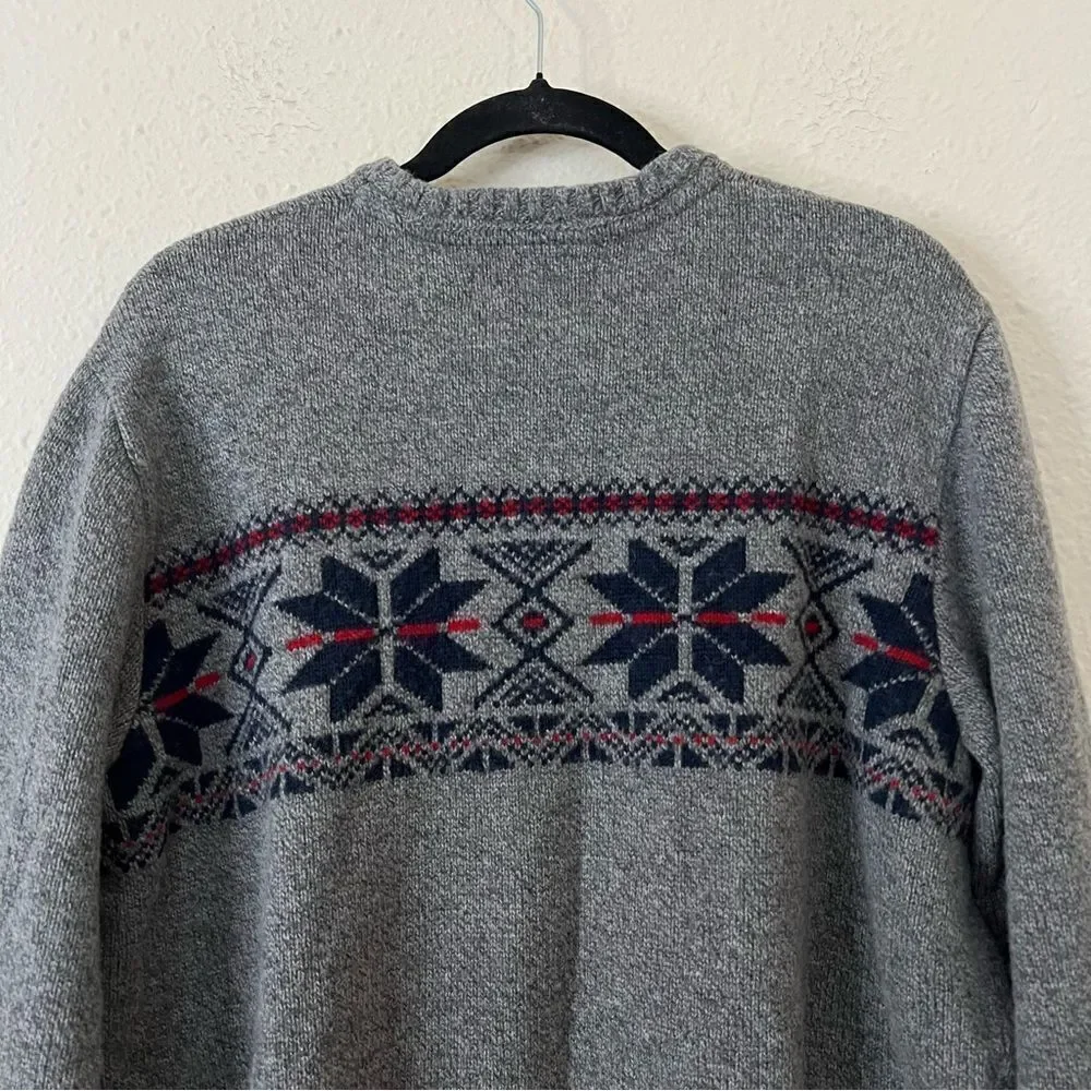 Eddie Bauer Fair Isle Wool Blend Crew Neck Sweater Size XL in Gray - Picture 6 of 8